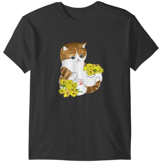 Discover Mofu sand cat with flowers T-Shirt T-Shirts