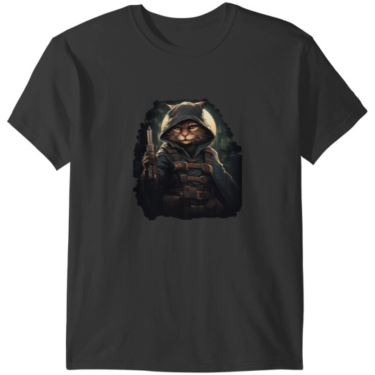 Discover Hooded cat Rogue RPG Sticker T-Shirts