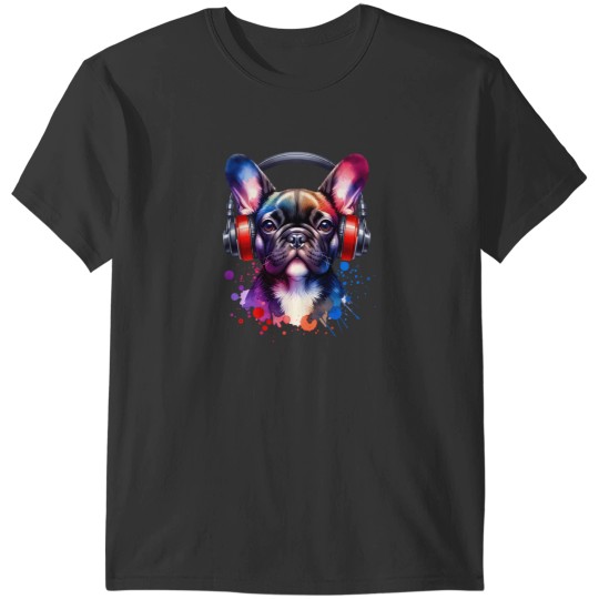 Discover French Bulldog With Headphones T-Shirts