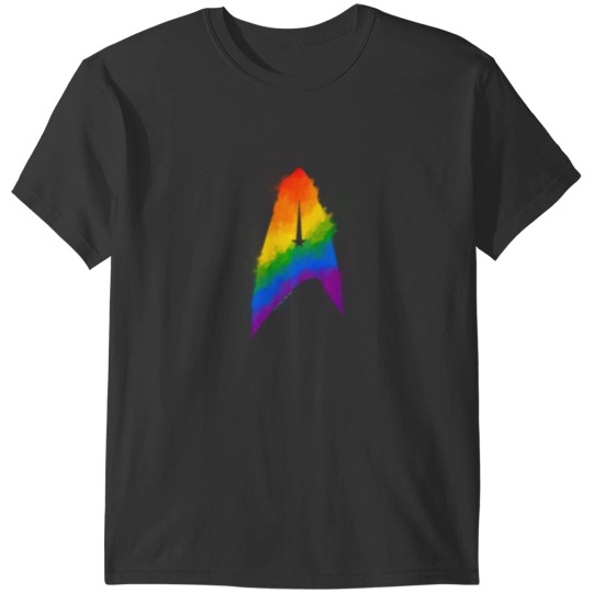 Discover Star Treks Discovery Rainbow Pride Starfleet Badge Pocket T-Shirts
