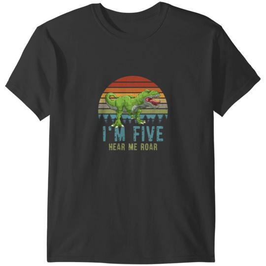 Discover Im Five Hear Me Roar TRex Dinosaur 3. Birthday T-Shirts