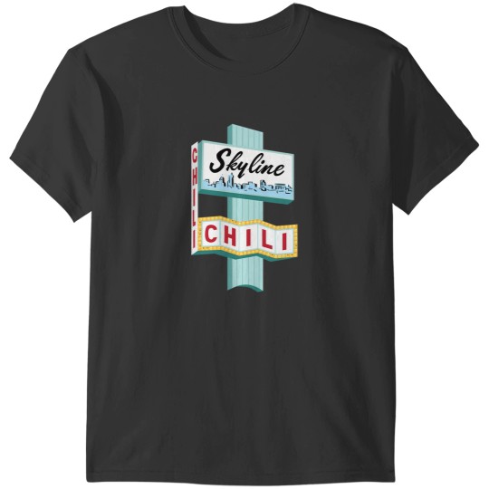 Discover Cincinnati Skyline Chili Ludlow Ave Sign T-Shirts