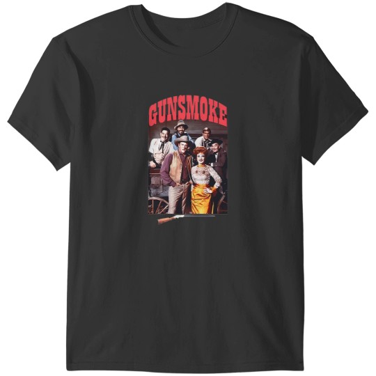 Discover Cast Of Gunsmoke Mat Dillon And Kitty Doc And Festus T-Shirts
