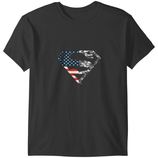 Discover comics superman american flag camo logo T-Shirts