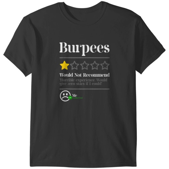 Discover Burpees Do Not Recommend 1 Star Rating Funny Gym Workout Tank Top T-Shirts