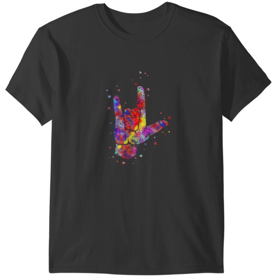 Discover I Love You ASL Sign Language Watercolor T-Shirt