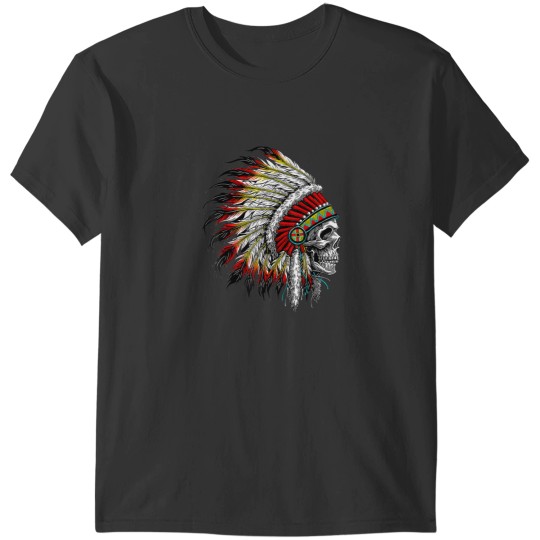 Discover Native American Indian Chief Skull Motorcycle Headdress T-Shirts
