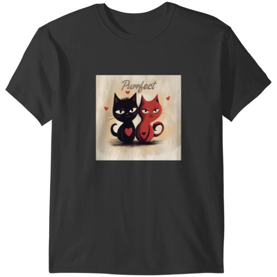 Discover Charming Heartfelt Feline Art T-Shirts