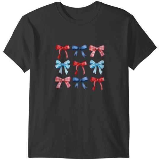 Discover Red And Blue Coquette Bow 4th of July Women Girls ic T-Shirts