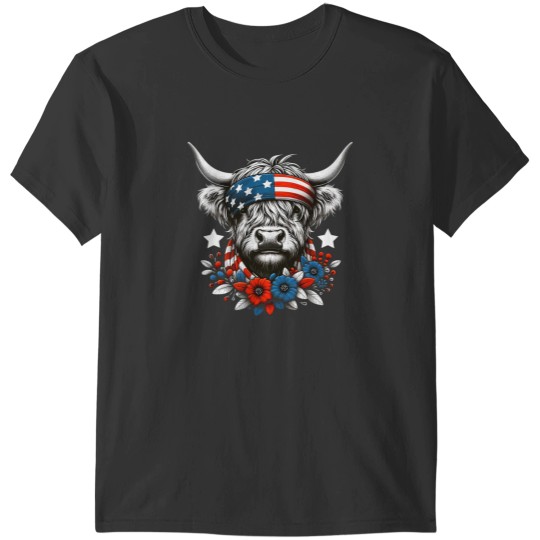 Discover Highland Cow 4th Of July American Flag Independence Day T-Shirts