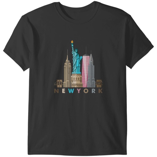 Discover NYC New York City skylines statue of liberty T-Shirts