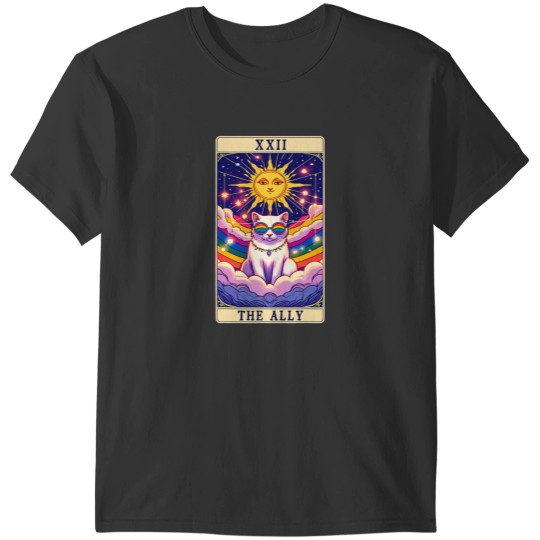Discover Ally Cat Tarot Card Pride Sunglasses Les Gay LGBTQ Women Men T-Shirts