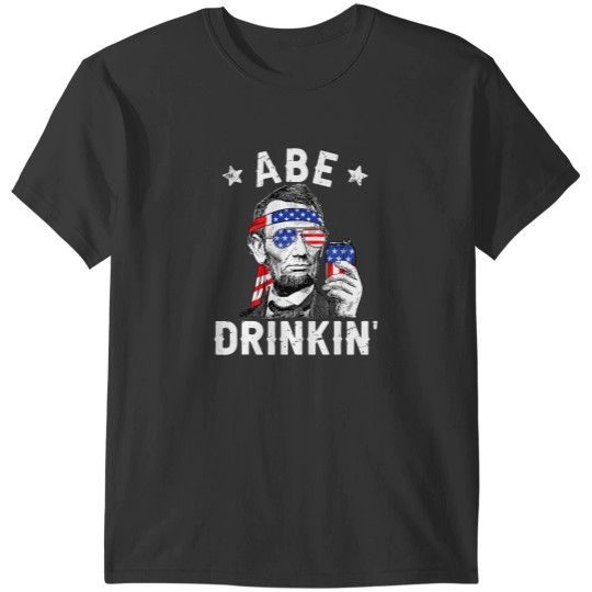 Discover 4th of July Abe Drinking Merica Abraham Lincoln Beer Lover T-Shirts
