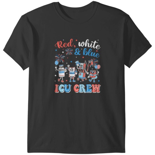 Discover Icu Nurse 4th July Independence Day Red White Blue Icu Crew T-Shirts
