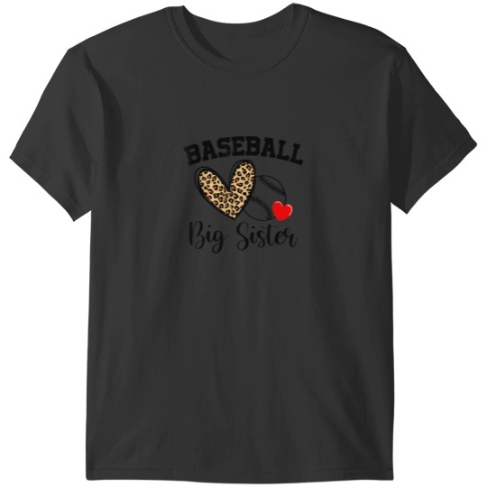 Discover Women Leopard Heart Baseball Big Sister Cute Mot T-Shirts