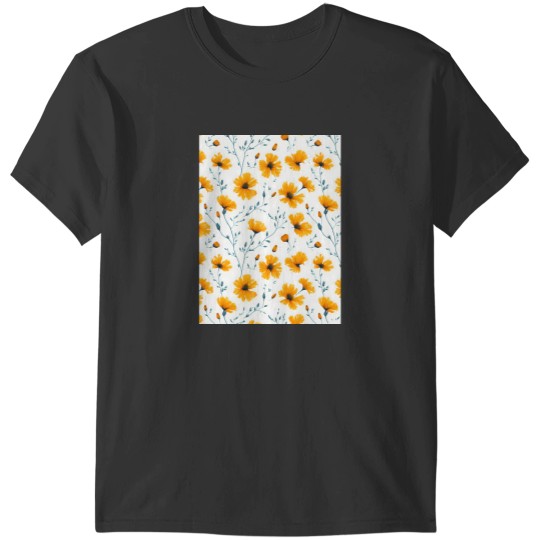 Discover Yellow floral seamless pattern Classic T-Shirts
