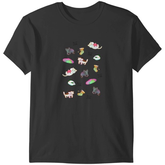 Discover Kawaii Neko Atsume Pattern Relaxed Fit T-Shirts