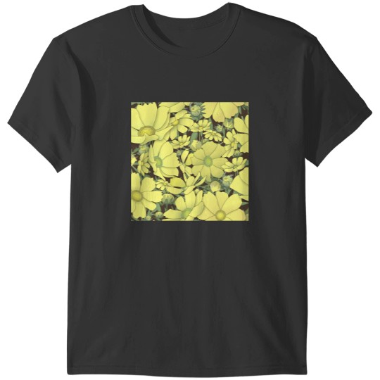 Discover Tossed Yellow Cosmos on Coffee Brown Half-Drop Repeat 5748 Classic T-Shirts