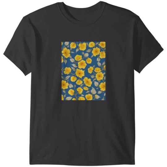 Discover yellow flowers blue background Graphic T-Shirts