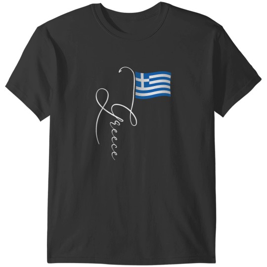 Discover Greece Signature Flag Pole Elegant Patriotic Greek Flag T-Shirts