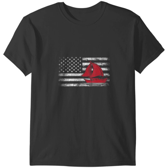 Discover Womens Vintagess Sailboat Sailor USA Patriotic American Flag Sailing VNeck T-Shirts