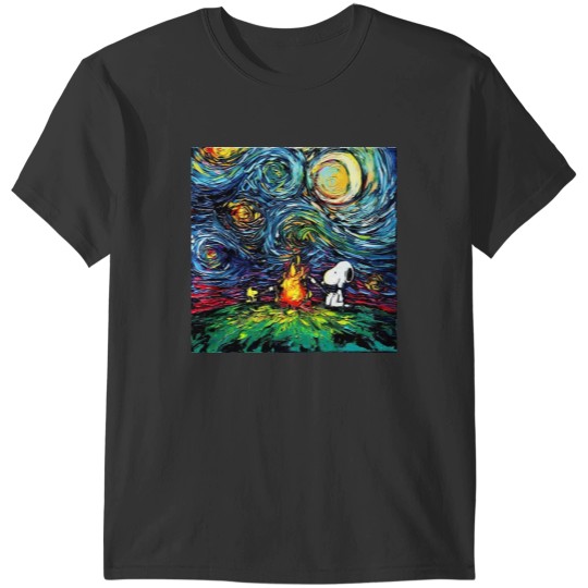 Discover Snoopy Starry Night print van Gogh parody T-Shirts