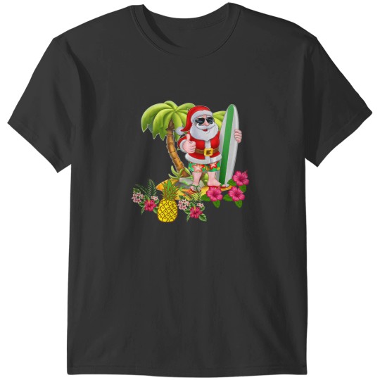 Discover Christmas in July Santa Hawaiian Surfing T Shirt Summer Surf T-Shirts