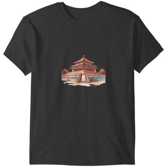 Discover 3D Sketch of Forbidden City - Chinese Imperial Palace Art T-Shirts