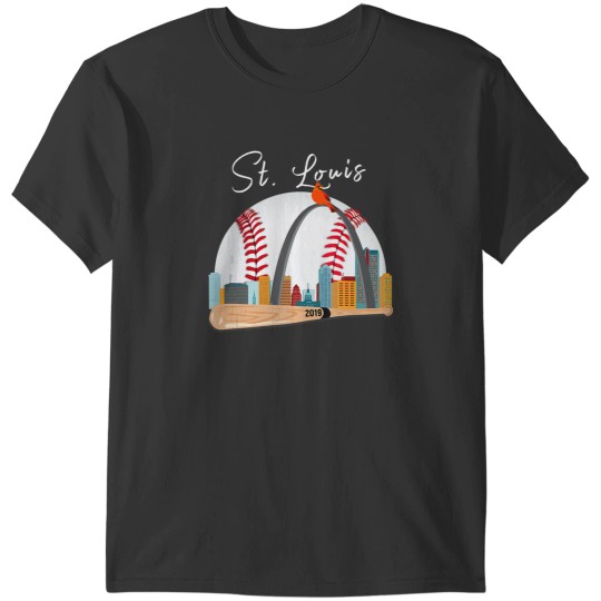 Discover Saint Louis Red Cardinal T New Skyline Ball Design T-Shirts