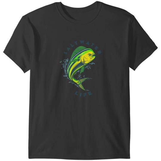 Discover Saltwater Life Saltwater Mahi Mahi Jumping Fishing T-Shirts