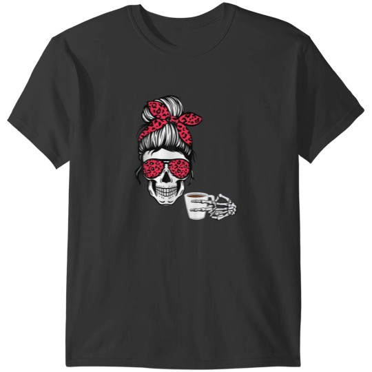 Discover messy bun halloween apparel coffee lover T-Shirts