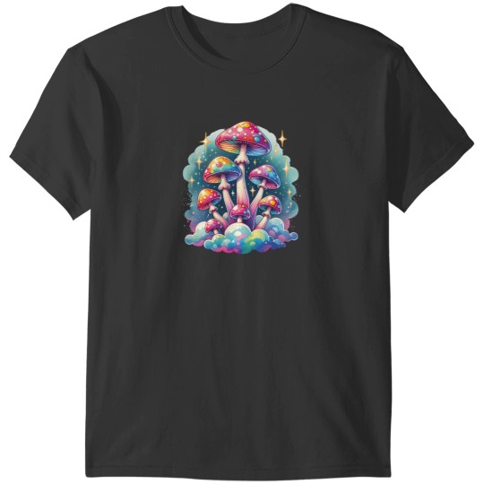 Discover Psychedelic Pink Mushrooms T-Shirt - Watercolor Design