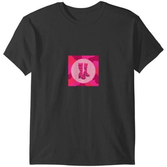 Discover Pink 70s Style Platform Boots Long T-Shirts