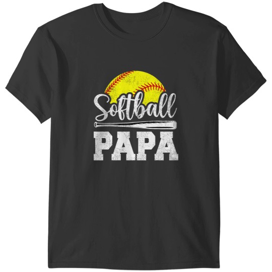 Discover Softball Papa Softball Player Game Day Fathers Day Gift T-Shirts