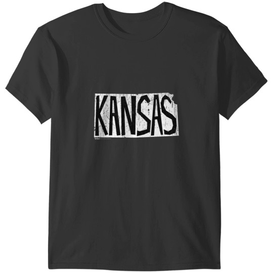Discover Vintages Kansas Map Word Design T-Shirts