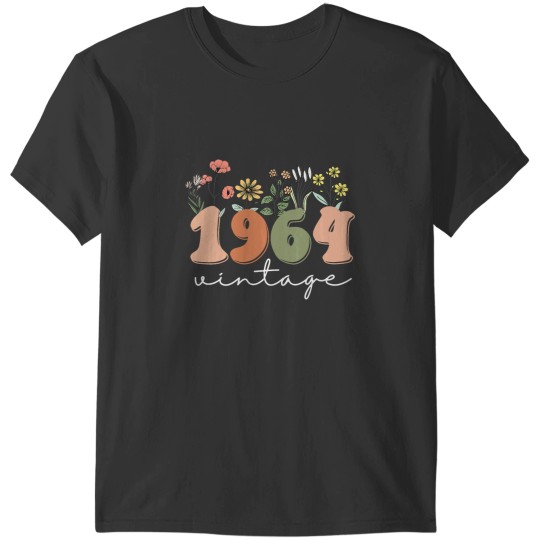 Discover Womens 60 Years Old Vintagess 1964 60th Birthday Tee Wildflower Women VNeck T-Shirts