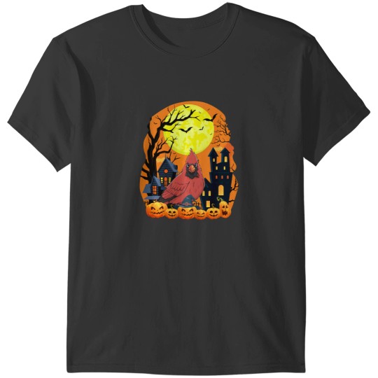 Discover Cardinal Bird With Pumpkins Funny Scary Halloween Party Long Sleeve T-Shirts