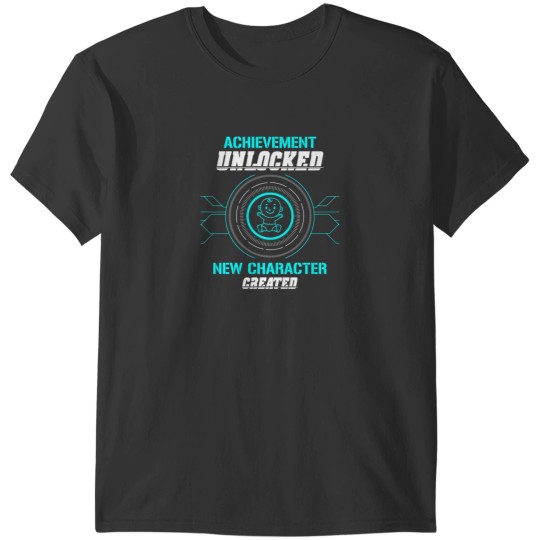 Discover Achievement Unlocked New Character Created Pregnant Parent Father Dad Parenting Announcement Gender Reveal Mommy T-Shirts