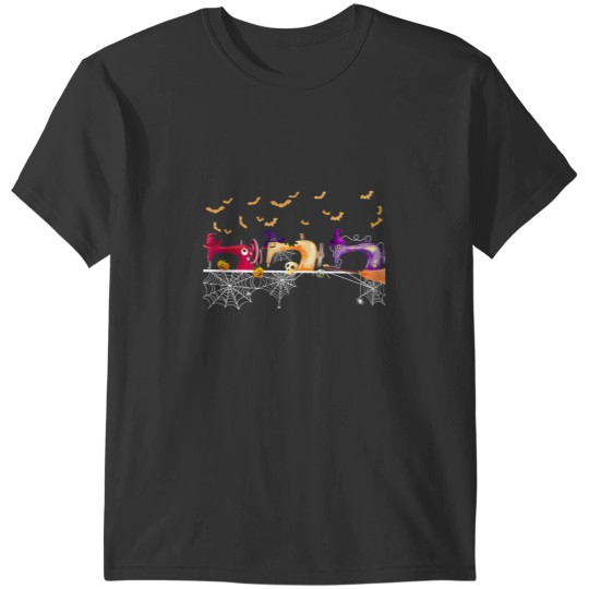 Discover Halloween Sewing Machine Pumpkin Skull T-Shirts