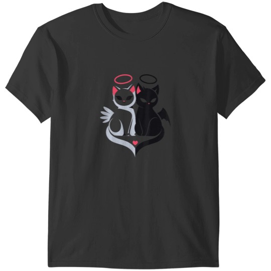 Discover Angel And Demon Cats Love Valentine 39 S Day Whi T-Shirts