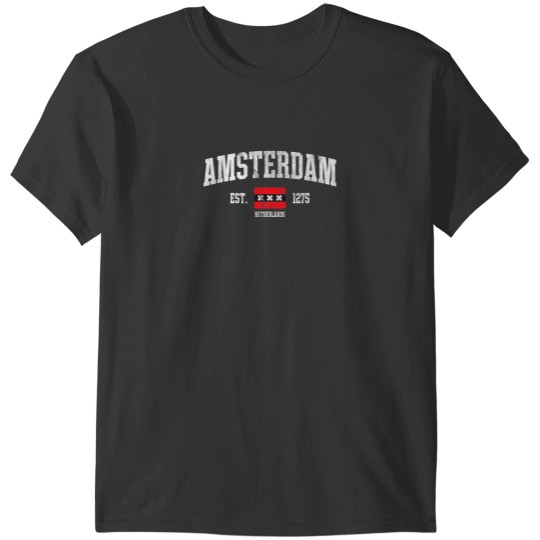 Discover Amsterdam Flag Est 1275 Netherlands Souvenir Ret T-Shirts