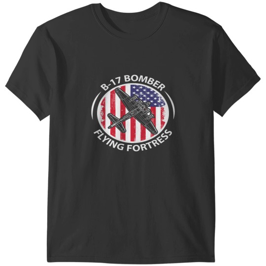 Discover B17 Flying Fortress with flag T-Shirts