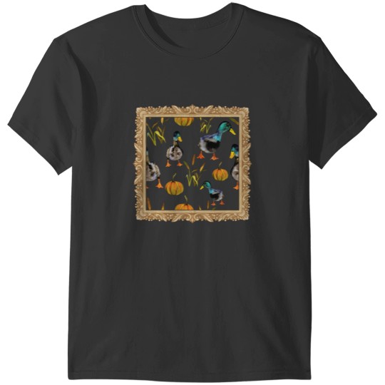 Discover Fall Ducks and Pumpkin Pattern Framed T-Shirts
