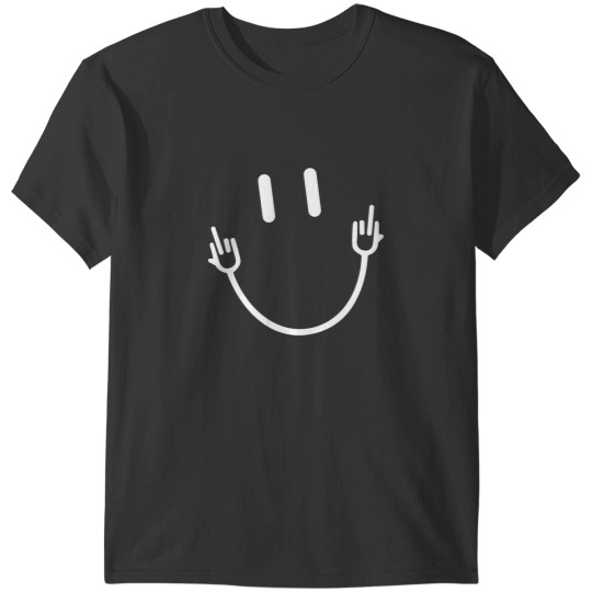Discover Smile Face Middle Fingerss Funny Sarcasm Meme Quote T-Shirts
