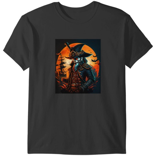 Discover Spooky Pirate Cartoon Halloween Comic Art T-Shirts