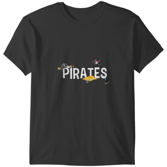 Discover Pirates Font with Associated Piratey Images T-Shirts