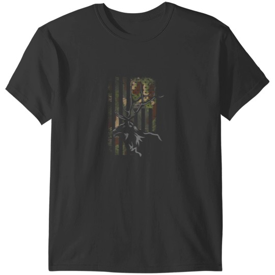 Discover American Flag Camo Camouflage Outdoor Antlers El T-Shirts