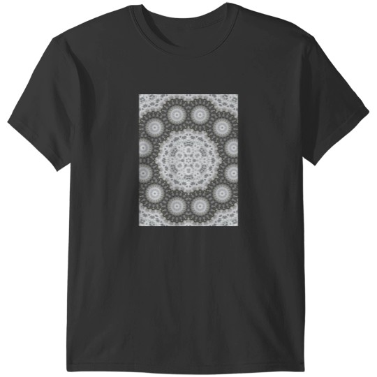 Discover Magic Ripples Kaleidoscope Mandala White Gray Graphic T-Shirts