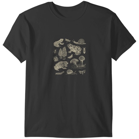 Discover Goblincore Vintagess Biology Nature Lovers Collection of Frog mushroomss Snail and Moth Insects T-Shirts