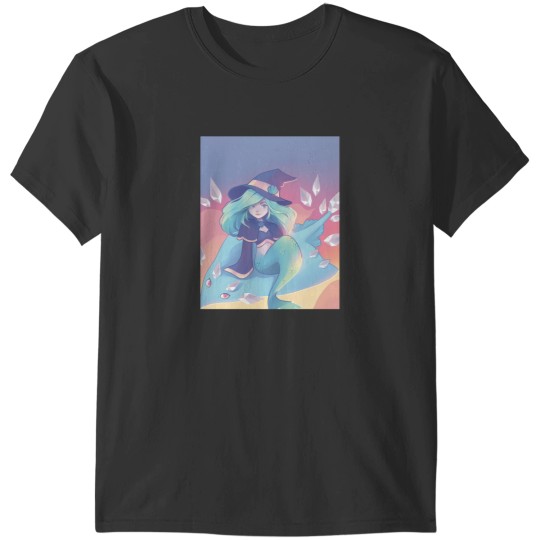 Discover Mermaid Ice Witch Flying At Sunset On Her Skate Familiar 1 T-Shirts